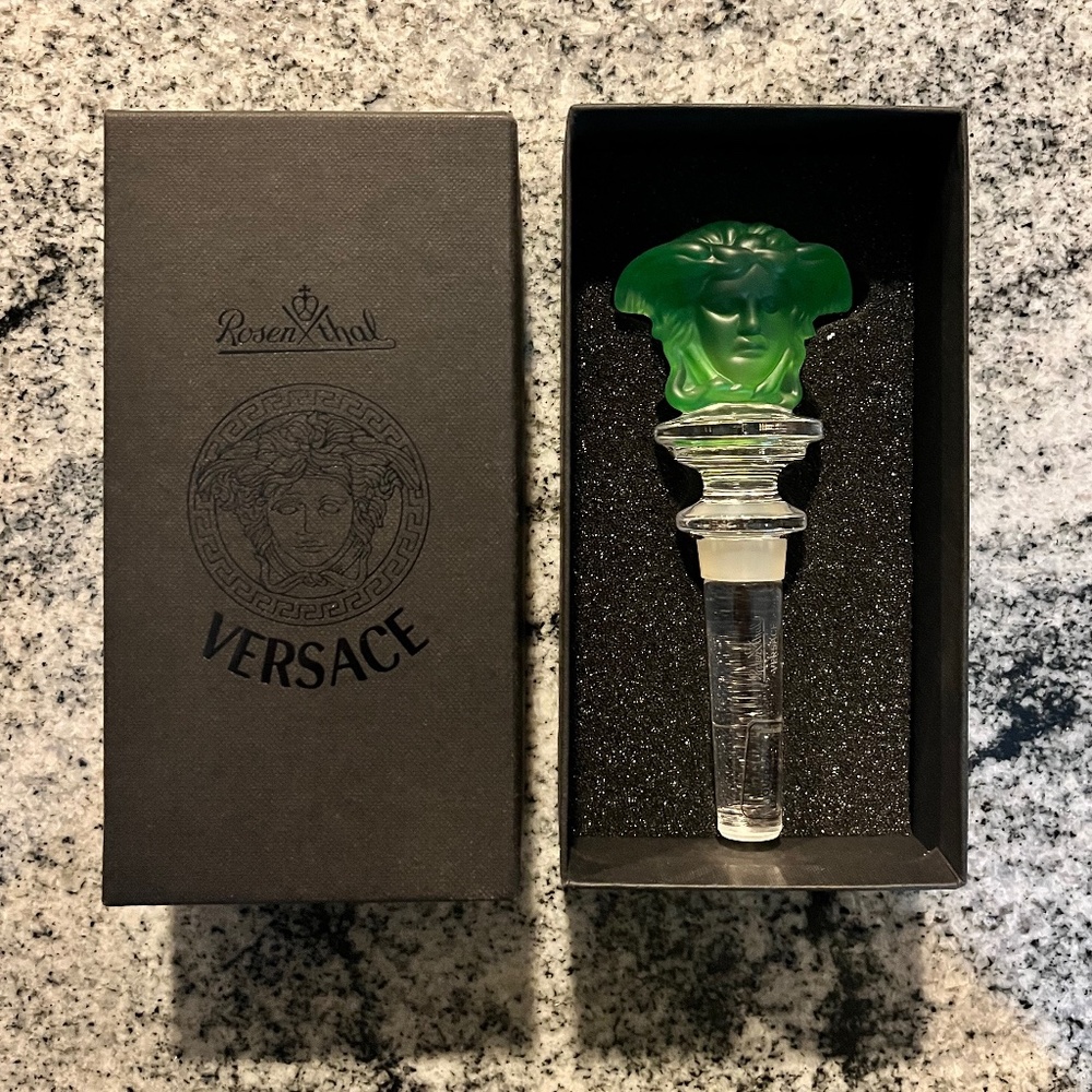 Versace Rosenthal Green Crystal Wine Bottle Stopper